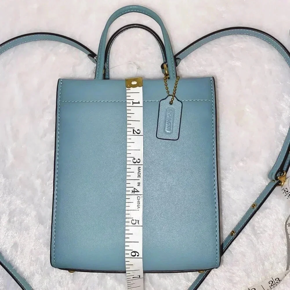 Coach Glove Tanned Leather Mini Cashin Carry Sage Green Tote Bag Purse NWT
